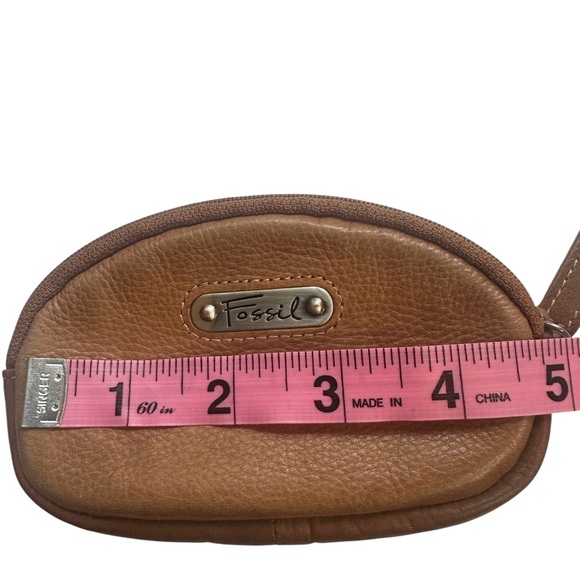 Fossil Tan Leather Coin Change Purse Wallet Pouch - Picture 4 of 5